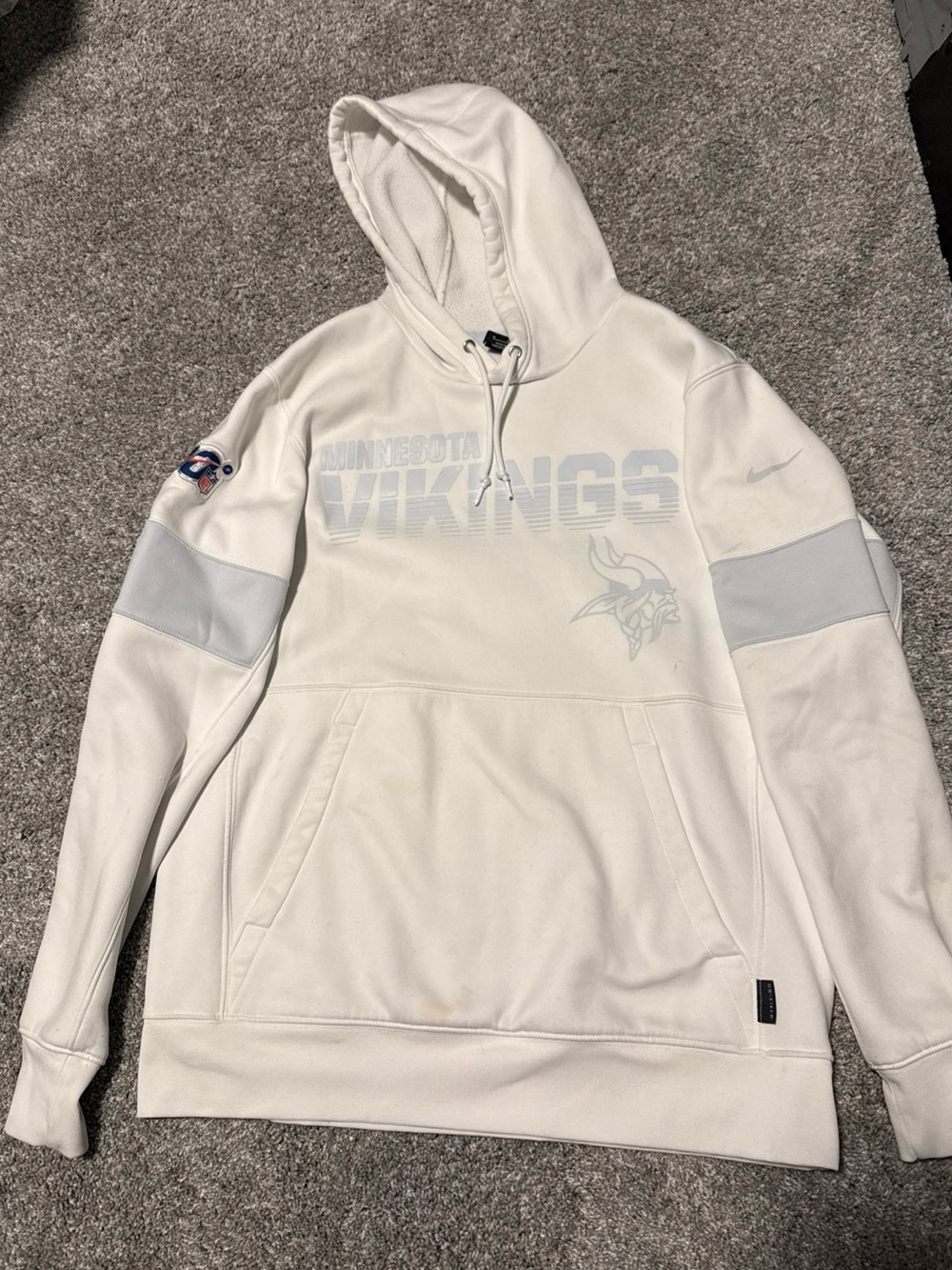 Nike White Minnesota Vikings Pullover Hoodie Men’s Medium